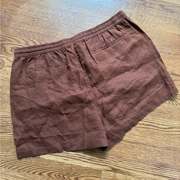 NWT QUINCE 100% Linen Shorts Summer Beach Coastal lightweight Boho Brown XL - Picture 2 of 5